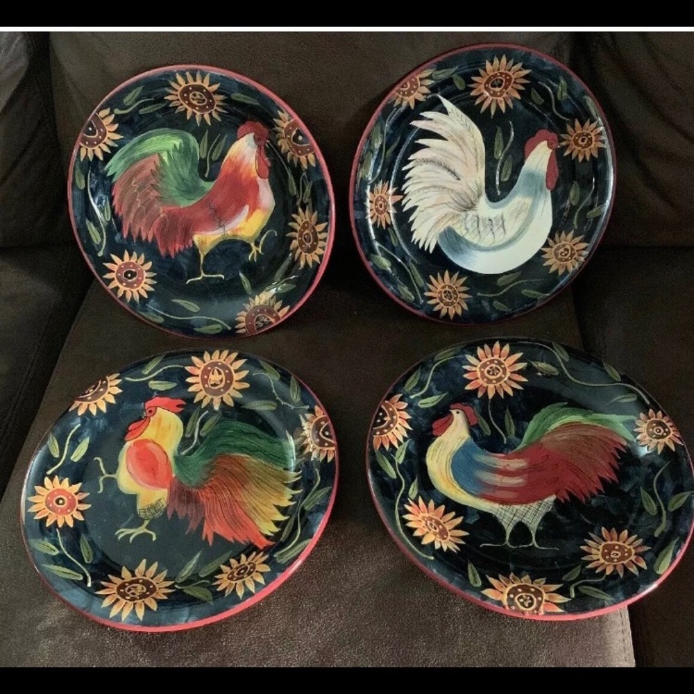 Susan Winget Le Rooster Dinner Plates Set of 4